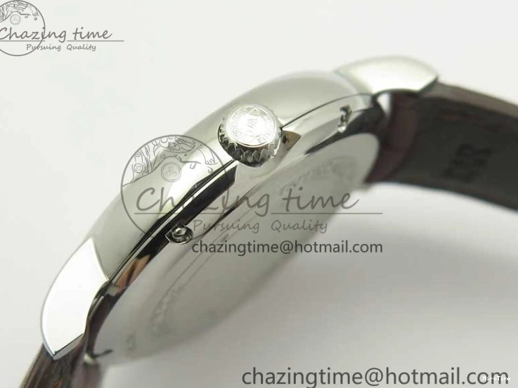 MIROTIME 0517 Portofino Automatic SS TWF 1:1 Best Edition Silver Dial Gold Markers on Brown Leather Strap A Bright 7203